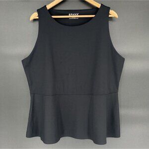 Spanx Women's Active Peplum Tank Top 3X Black Activewear Workout Shelf Bra